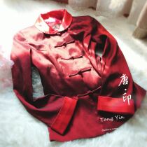 TANG suit coat lady lapel long sleeve spring and autumn coat wine red TANG-33
