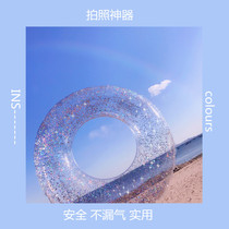 ins Sequined swimming ring Adults children men and women thickened large floating ring Water sofa handle inflatable life buoy