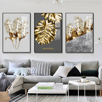 Gold leaf crystal porcelain painting Decorative painting Simple Nordic style light luxury atmosphere Framed painting Living room bedroom background wall hanging