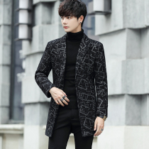 Mens Korean version of woolen coat autumn and winter long windbreaker winter woolen coat trend 2020 new mens handsome