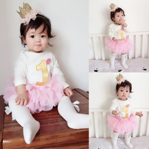 Baby girl baby one-piece 100-day banquet photo clothes year-old cute dress Western style Haiyi tutu suit