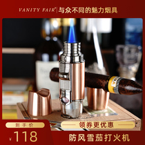 VanityFair Cigar Lighter Windproof Straight Creative Personality Double Smoke Burr Ignition Mens Gift