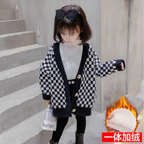 Girls knitted sweatshirt cardiovert children foreign air sweater jacket baby line clothes in childrens clothes 2022 spring dress new