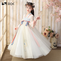 Iiiok Hanfu girls Chinese style thin childrens dress Super fairy skirt summer dress girl ancient style Tang suit summer