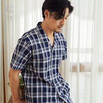 Matsuyong Mens Spring Summer Thin Pajamas Cotton Plain Short Sleeve Pants Pajamas Loose Size Set Elegant Classic