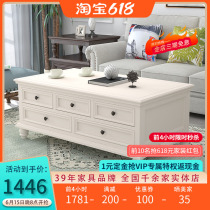 American solid wood tea table guest hall furniture minimalist white antique tea table retro small family type tea table TV cabinet composition
