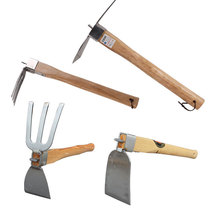 Hoe wooden handle stainless steel wooden handle double-purpose hoe wide hoe pickaxe four-tooth hoe gardening soil tools promotion