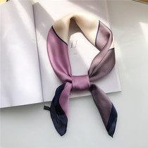 Spring and autumn Korean simple color small square scarf women wild professional stewardess silk scarf thin decorative scarf headscarf