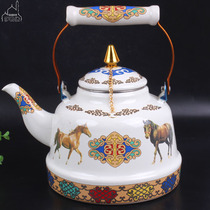 Xinjiang Hotel painted enamel milk teapot Kazakh Mongolian characteristic boiled water Tea Kettle 3 3L ceramic handle