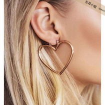 Small crowddesign Multi-wear French heart-shaped earrings European and American High sense double love ear ring 100 hitch titanium steel anti-sensitivity ear nail female