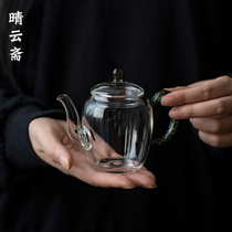 Mini-day-style pure handmade glass bubble teapot small Kung Fu teapot with filter delicate and high transparent brightness 170ml