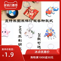 DIY wooden board keychain blank thermal transfer keychain Heat transfer personalized custom creative small gift