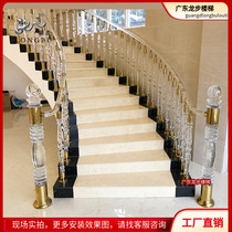 Longbu bay window luxury crystal rotating stair handrail Hotel KTV Villa duplex guardrail European modern home