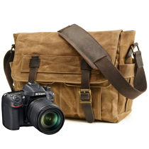 Qiguxi thickened anti-fouling oil wax canvas camera bag shoulder bag men's backpack messenger bag retro SLR camera bag