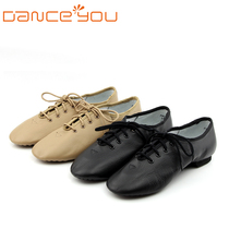 DanceYou cowhide lace up jazz dance shoes dance shoes for men and women with heels soft sole practice shoes dancing shoes ballet