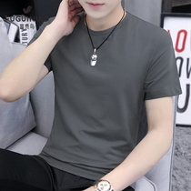 Short sleeve mens t-shirt net version pure cotton clothes Korean version swarm half cut sleeve summer dress round collar pure color ice silk Compassionate Tide