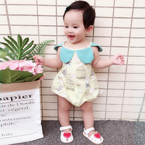 Womens baby clothes childrens clothes womens baby short-sleeved clothes bows triangles Baby Full Moon Hundred Days dress