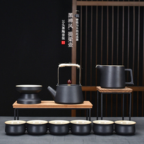 Stone craftsman Purple sand Kung Fu tea set Household Japanese simple pot teacup tea sea tea leak tea ceremony accessories