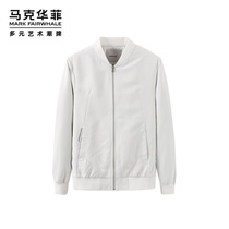 (Spring Clothing Clear Cabin) Mark Waffi Jacket Mens Spring Autumn Jacket Sports Casual Grey White Spring Baseball Suit