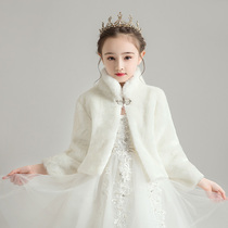 Girl Glint Thickened Warm Princess Dress Fur Cloak Shoulder Little Flower Boy Outside Cloak Jacket Jacket Children Long Sleeve Cape Winters