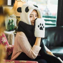 Park Kan winter New scarf cute soft ear hat scarf one thick plush warm scarf