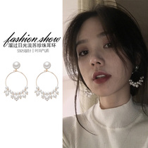 Shown face thin earrings spiral earrings temperament round tassel pearl clip earrings mosquito coil ear clip without ear hole female