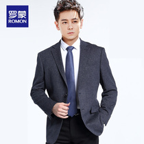 Romon autumn and winter new middle-aged mens casual suit business wool suit Dad outfit single west portable west jacket