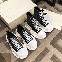 2021 New Sida McQueen white shoes thick-soled muffin lace canvas shoes for men and women couples sports daddy shoes