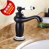 Black bronze faucet antique wash basin faucet full copper high cold and hot retro basin pottery 11 porcelain water dragon