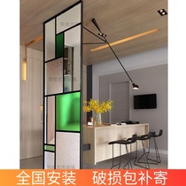 Custom Stone Veins Color Solid Embossing Glass Partition Aisle Screen Xuanguan Shoes Wine Cabinet Doors And Windows Tempered Glass