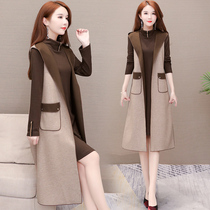 Autumn and winter womens 2021 New Womens Foreign style thin fashion casual waistcoat spring suit set two-piece dress