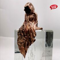 Living room creative new pure copper sculpture lonely watchman light luxury home accessories Nordic art hand-held ornaments