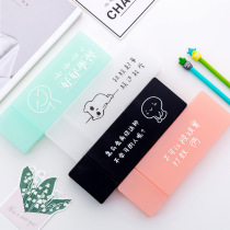 Simple translucent multi-functional student stationery box Creative school bully text pencil box Pen box Office stationery