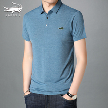 Crocodile summer lapel short sleeve T-shirt mens father polo shirt mens ice silk shirt middle-aged half-sleeve Thin Thin