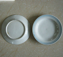 Old objects nostalgic porcelain 50-6-70 years Great leap into the public private joint venture Wenge Period blue edge flat tray