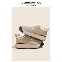 Old Meow Shop Frosted Genuine Leather Old Daddy Shoes Woman Retro 2022 New ins Chains Thick Bottom Sports Casual Shoes