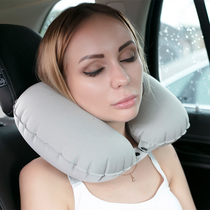 U-shaped pillow pressing inflatable pillow blowing air travel plane sleeping portable neck pillow shaped nap pillow