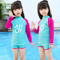 Childrens swimsuit Girls split large child baby long sleeve sunscreen quick-drying boxer Swimsuit Girls swimsuit