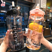 Large Capacity Tide Plastic Water Cup Men and women 2l Super Large Number Sport Outdoor Kettle Space Cup With Scale Straw Cup