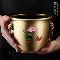 Pure copper tea dishwashing Forbidden City pen washing tank large copper water cup tea tray waste water Tea slag bucket Kung Fu Tea Cup Basin