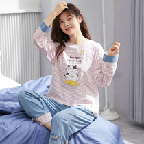 Fenteng pajamas womens long sleeve cotton autumn and winter cotton spring and autumn thin Japanese girl students Korean home clothing set