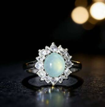 Natural grade a jadeite cabochon ring
