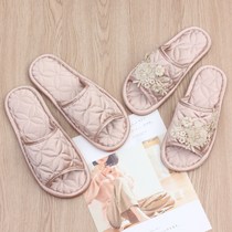 Elegant fabric lovers floor slippers spring and summer men and women indoor comfortable non-slip beauty salon soft soled home four season shoes