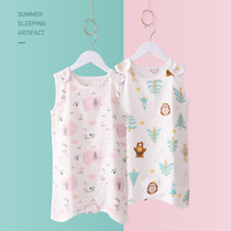 Bamboo fun childrens gauze sleeping bag baby Summer thin baby vest bamboo cotton gauze sleeping bag anti-kick quilt supplies