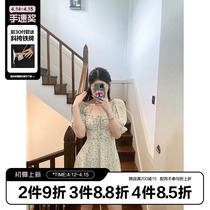 (LaluneDuCiel) LLDC retro square neck foam sleeves Fancy Dress Womens Summer New Dresses