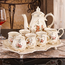 Creative ceramic tea set household European coffee cup set with tray practical romantic personality wedding gift