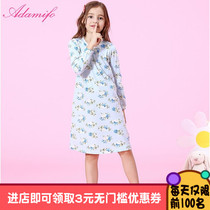 Adamifo Spring Autumn Girls Pure Cotton Long Sleeve Sleeve Dress Pure Cotton Skinny Dress Pajamas Home Clothing