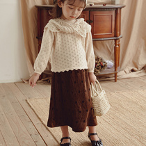 Girls Korean skirt Japanese and Korean childrens clothing skirt cotton Joker autumn and winter wave dot skirt cute foreign rubber band