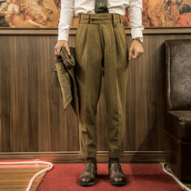 SOARIN INDEPENDENT INLEN RETRO WOOL PANTS MALE Elegant Straight Drum High Waist Suit 90% Pants