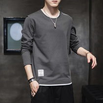 2020 autumn and winter new long sleeves T-shirt male trend printed round collar fashion pure cotton sweatshirt for mens inner hitch